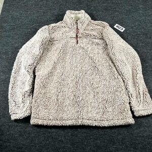 Grizzly Sherpa Jacket Womens Large Beige Lined Mock Neck Quarter Zip Winter Wear